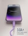 Moxedo CavoX Pro USB-A to Lightning Silicone Cable 2.4A Fast Charge and Data Sync Compatible for iPhone 14/14Pro/13/13Pro/12/11/11Pro/11Max/ X/XS/XR/XS Max/8, iPad (Purple, 1.2m)