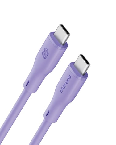 Moxedo CavoX Pro USB-C to USB-C Silicone Cable 60W PD Fast Charge and Data Sync Compatible for iPhone15/ MacBook Pro 2020, iPad Pro 2020, iPad Air 4, Samsung Galaxy S23+/S23 Ultra (Purple, 1.2m)