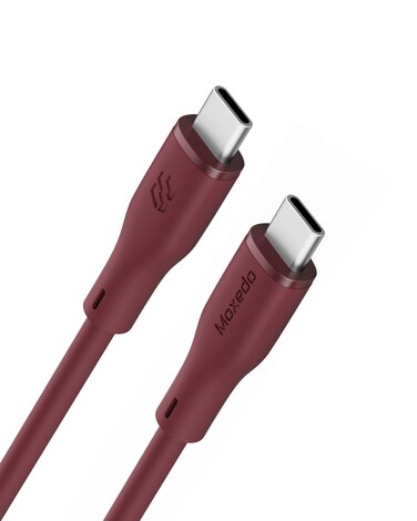 Moxedo CavoX Pro USB-C to USB-C Silicone Cable 60W PD Fast Charge and Data Sync Compatible for iPhone15/ MacBook Pro 2020, iPad Pro 2020, iPad Air 4, Samsung Galaxy S23+/S23 Ultra (Maroon, 2m)
