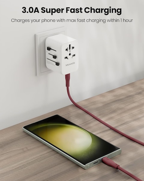 Moxedo CavoX Pro USB-A to USB-C Silicone Cable 3.0A Fast Charge and Data Sync Compatible for Galaxy S21, S20, S10, Note 10/9, A51, A11, Switch, Pixel, LG &amp; more (Maroon, 2m)