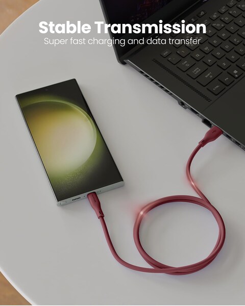 Moxedo CavoX Pro USB-A to USB-C Silicone Cable 3.0A Fast Charge and Data Sync Compatible for Galaxy S21, S20, S10, Note 10/9, A51, A11, Switch, Pixel, LG &amp; more (Maroon, 2m)