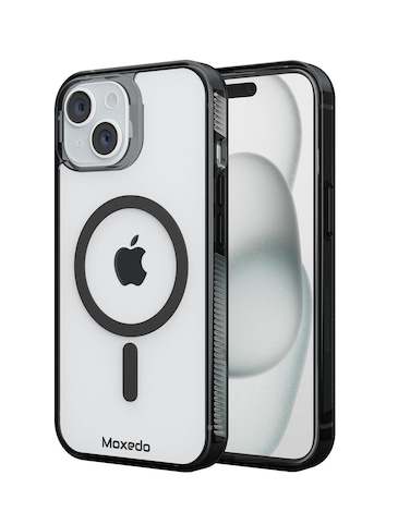 Moxedo Magnetic Protective Case 360 Protection Clear Case Hard PC with Built-in Strong Magnets Compatible with Magnetic Safe Designed for iPhone 15 6.1 inch (Black)