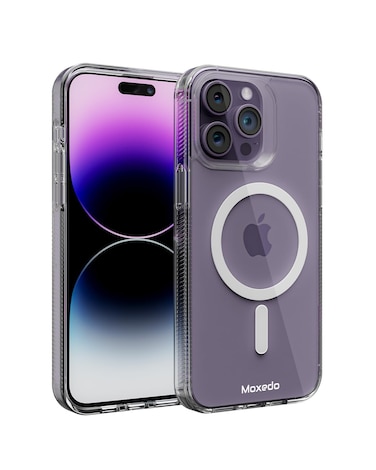 Moxedo Magnetic Protective Case 360 Protection Clear Case Hard PC with Built-in Strong Magnets Compatible with Magnetic Safe Designed for iPhone 14 Pro Max 6.7 inch (White)