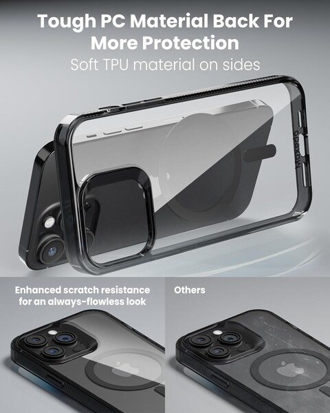 Moxedo Magnetic Protective Case 360 Protection Clear Case Hard PC with Built-in Strong Magnets Compatible with Magnetic Safe Designed for iPhone 14 Pro Max 6.7 inch (Black)