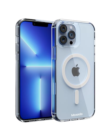 Moxedo Magnetic Protective Case 360 Protection Clear Case Hard PC with Built-in Strong Magnets Compatible with Magnetic Safe Designed for iPhone 13 Pro Max 6.7 inch (White)