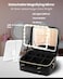 Moxedo 2 in 1 Portable Make-up Bag with Built-in LED Lighting Mirror 3 Color Brightness Make-up Organizer with Adjustable Divider Storage Cosmetic Bag (Black)