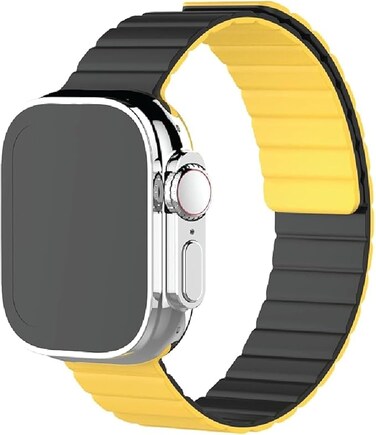 Moxedo Dual-Color Magnetic Watch Band Compatible with Apple Watch Series Ultra 2/9/8 Ultra /8/7/6/5/4/3/SE 44/45/49mm (Black/Yellow)