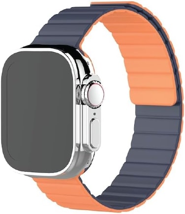 Moxedo Dual-Color Magnetic Watch Band Compatible with Apple Watch Series Ultra 2/9/8 Ultra /8/7/6/5/4/3/SE 44/45/49mm (Midnight Blue/Orange)