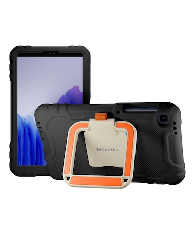 Moxedo Rugged Protective EVA Foam Silicone Kids Case Cover, Shockproof Foldable 360 Rotatable Stand Handle Grip with Pencil Holder Compatible for Samsung Galaxy Tab A7 Lite 8.7-inch (Black)