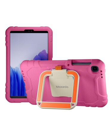 Moxedo Rugged Protective EVA Foam Silicone Kids Case Cover, Shockproof Foldable 360 Rotatable Stand Handle Grip with Pencil Holder Compatible for Samsung Galaxy Tab A7 Lite 8.7-inch (Rose Pink)