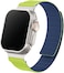 Remson Magnetic Switch- Band Double Side Reversible Silicone Strap for iWatch Series 42-49mm (Yellow-Green/ Navy Blue)