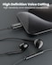 Moxedo Wired Stereo Earphone USB Type-C Connector Earphone with In-Line Remote, Built-in Microphone for iPhone 15/15 Plus/15 Pro/15 Pro Max/S24Ultra/S23/S23 Ultra/S22/S22 Ultra/S21 (Black)