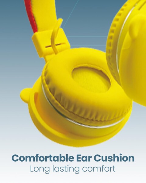Moxedo Junior Wireless On-Ear Headphones for Kids Adjustable Foldable Design Stereo Headphone 90dB with Built-In Microphone Compatible for iPad/Phone/Tablet and Other Devices (Junior Happy Furry King)
