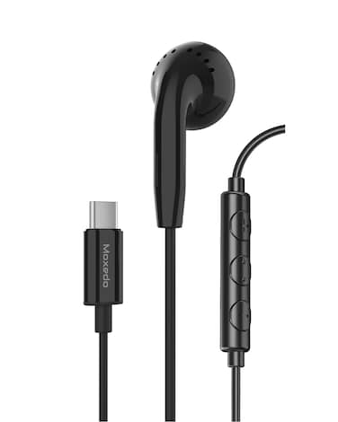 Moxedo Mono Earphone Type-C Connector Earphone with In-Line Microphone for iPhone 16/15, Samsung Galaxy s24 Ultra/S21 Ultra/ S20 FE, Note 20/10, iPad Pro 2018/Mac Book (Black)