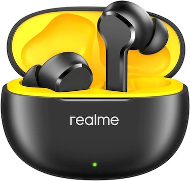 Realme Buds T110 with AI ENC for Calls, Fast Charging Bluetooth Headset (Punk Black) - International Version