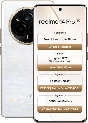 realme 14 Pro AI Dual SIM Pearl White 12GB RAM 256GB 5G - Middle East Version
