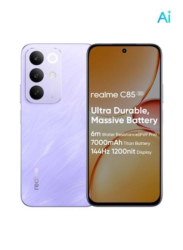 هاتف Realme C85 ثنائي الشريحة، ذاكرة وصول عشوائي 8 جيجابايت، سعة تخزين 256 جيجابايت، يدعم شبكة الجيل الخامس، لون بنفسجي فاتح - النسخة العالمية