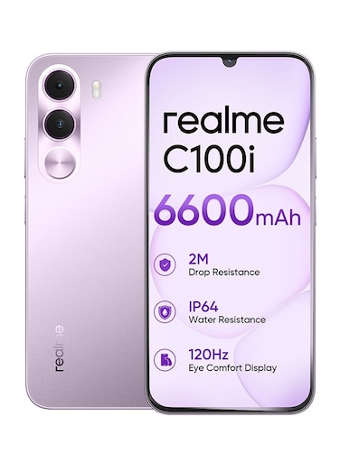 realme C100i Dual Sim, 4GB RAM, 64GB, 4G, Dawn Purple- International Version