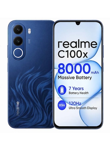 realme C100x Dual Sim, 6GB RAM, 128GB, 4G, Deepblue Tides- International Version