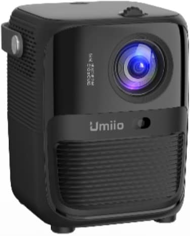 Projector,Umiio A010-Q2,Bluetooth Quadrangle Trapezoid 5M Projection Distance 1080P Resolution Portable Outdoor Movie Projector Compatible with Smartphone, HDMI,USB,AV,Fire Stick (White)