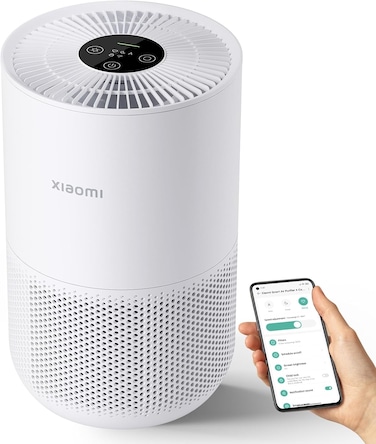 Xiaomi Mi Air Purifier 4 Compact, True HEPA H13 3-Stage Filter System Removes 99.97% Of Pollutants Aa Small As 0.3 Microns, Smart Home Integration, Whisper Quiet, Just 0.9Kw/Day, OLED Touch Display