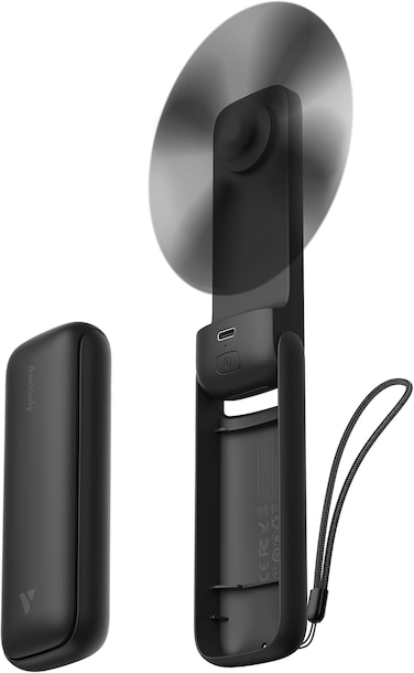 Aecooly Slim Portable Fan, Thin Handheld Fan, USB Rechargeable Mini Personal [24H Max Cooling Time], Battery Powered Small Foldable Pocket for Travel, Summer, Gifts for Women&amp;Men, Girls -Black