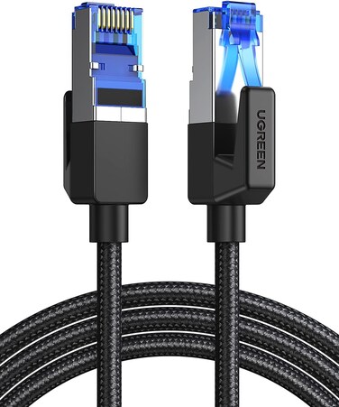 UGREEN Cat 8 Ethernet Cable 3M, 40Gbps High-Speed RJ45 Internet Cable, Braided Double Shielded Ethernet Wire, for office/home/gaming, Compatible with Gaming Switch, PS4, PS5, PC, Router, TV, Xbox