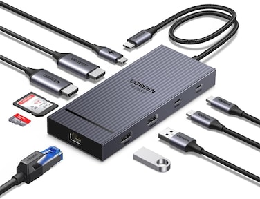 UGREEN Revodock Pro 2101 10 in 1 USB C Docking Station, Dual 4K@60hz Monitor, USB C Dock with Dual HDMI Display, 10Gbps Data Ports Hub, 100W PD, Ethernet, SD/TF for iPhone 17, MacBook Air/Pro