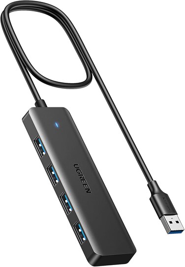 UGREEN USB A Hub 3.0, 0.6M, 4 Ports Multiport Adapter Ultra Slim Data Splitter Hub [Charging Not Supported] Multiple USB Extension for Laptop, Desktop PC, PS5, Mouse, Keyboard, Flash Drive, Printer
