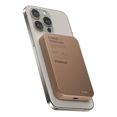 MOMAX Magnetic Power Bank 10000mAhWireless Portable Charger Wired 20W Fast Charging Battery Pack GOLD