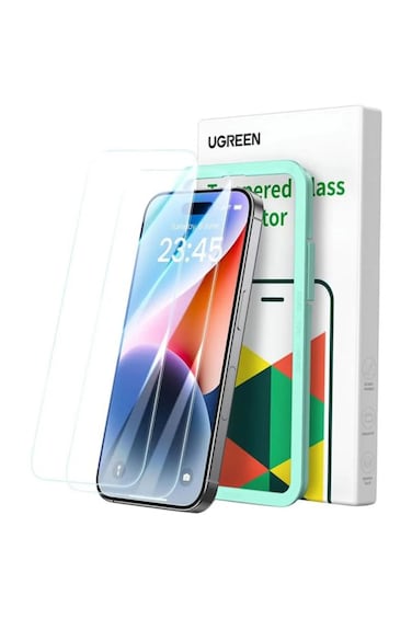واقي شاشة شفاف من UGREEN لهاتف iPhone 15 Pro Max، عبوة من قطعتين