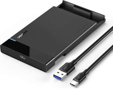 UGREEN Hard Drive Enclosure USB C 6Gbps USB 3.1 Gen 2 External Hard Disk Case Type C to SATA SDD Cover Adapter Compatible for 9.5mm 7mm 2.5 Inch SATA I II III, PS4, HDD, SSD, Fast Speed UASP