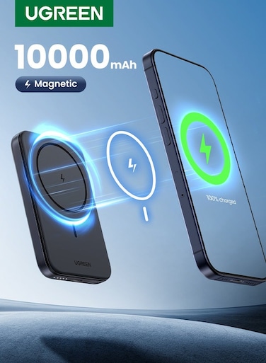 UGREEN PB206 10000mAh Magnetic Wireless Power Bank with Foldable Kickstand