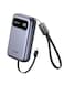 UGREEN 20000mAh Power Bank with Built-in Cables PD22.5W, Emoji Display   20000mAh high-capacity, dual built-in USB-C cables, 22.5W fast charge, emoji battery status, compact 348g, charge 3 devices