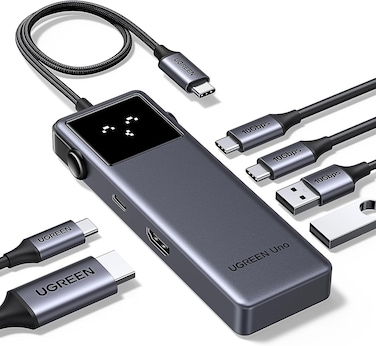 UGREEN Uno 6 in 1 USB C Hub 3.2 with 10Gbps Type C &amp; USB A Gen 2 Data Transfer Ports 100W PD 4K@60Hz HDMI Multiport Adapter for MacBook Pro/Air, Surface Pro9, MateBook 14, XPS, Thinkpad, HP, Dell

