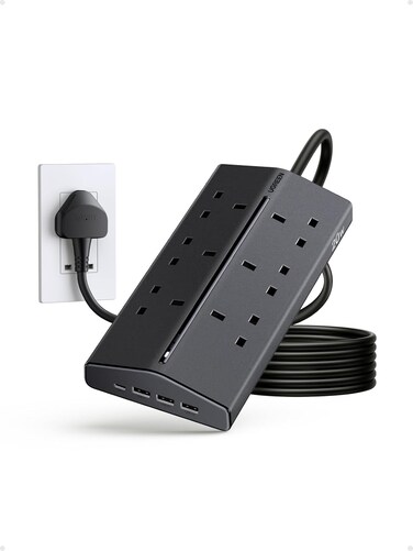 UGREEN 10-in-1 Trapezoidal Power Strip, 6 Widely Spaced Outlets, 4 USB Ports (3A1C), GaN Charging Station with Overload Protector Extension Cord, Outlet Extender for Home/Office/Dorm/Travel (1.5M)