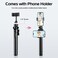 ULANZI MT-70 Extendable Tripod 63 Selfie Stick Vlog Tripod Stand with 2 Phone Clips as Teleprompter 360&deg; Rotate Camera Holder for iPhone Sony Canon DJI Osmo Nano Lightweight for Travel Black