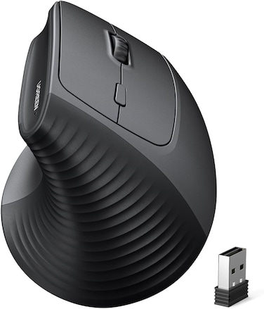 UGREEN Ergonomic Vertical Wireless Mouse, 2.4GHz Connection, 4 Adjustable DPI 4000/2000/1600/1000, 6 Buttons Wireless Mouse, for Office/Home/Study, Compatible with Windows, macOS, iOS, Android, Linux