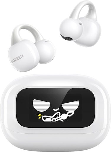 UGREEN ClipBuds Magic Wireless Open-Ear Nc Earbuds Screen Display White
