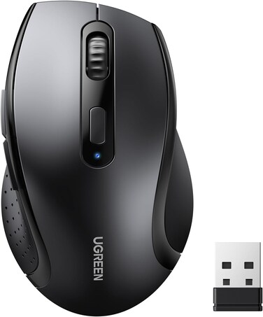 UGREEN Wireless Mouse, 2.4GHz Stable Connection, Ergonomic Silent Mouse, 5-Button with 3 Adjustable DPI (800/1200/1600), Compatible with Windows, macOS, iOS, Android, Linux