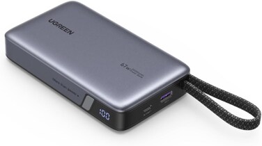 UGREEN Power Bank 20000mAh, 67W Fast Charging with Built in USB C Cable, Portable Charger for Laptop/Samsung/iPhone/Xiaomi, LED Display Battery Pack, 65W Self Charging,Nexode Series