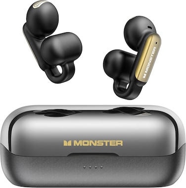 Monster Open AC601 Wireless Earbuds, Bluetooth 5.4 with ENC, Crystal Clear Call, USB-C Charging, IPX5 Waterproof Wireless Clip-on Earbuds, 32H Playback Ultra Long Battery Life (Black)