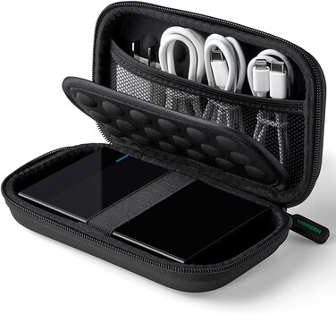 UGREEN External Hard Drive Case Bag, Travel Electronic Accessories Organizer Bag For 2.5 Inch Hard Drives, like Western Digital, Toshiba, Seagate and Power Bank, USB Cable, Earphone, Cards and More