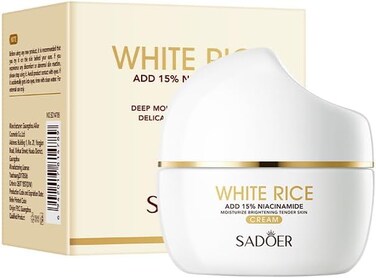 SADOER White Rice Niacinamide Face Cream 15% Brightening Moisturizing Cream, Dark Spot Appearance Care, Hydrating Skin Tone Nourishing Glow Facial Moisturizer