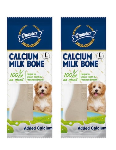 Gnawlers Calcium Milk Bone 4" Dog Snack 55g   2 Pack