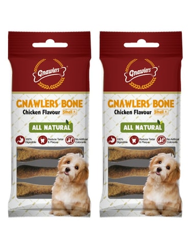 Gnawlers Chicken Bone 3" Small Dog Snack 108g   6pcs x 2 Pack