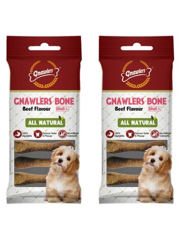 Gnawlers Beef Bone 3" Small Dog Snack 108g   6pcs x 2 Pack
