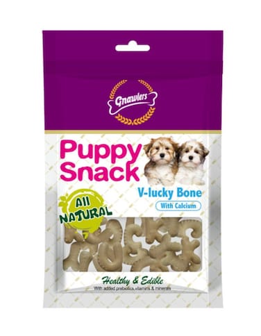 Gnawlers V-Lucky Bone Puppy Snack 270g   Calcium-Enriched