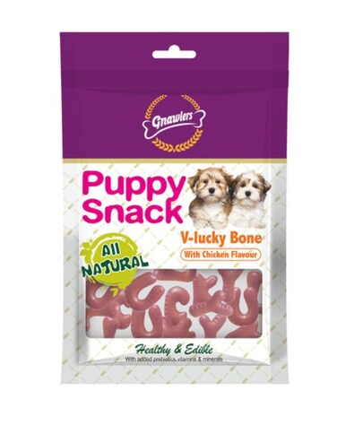 Gnawlers V-Lucky Bone Puppy Snack 270g   Chicken Flavor