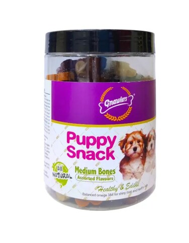 Gnawlers Puppy Snack Medium Bone &ndash; Assorted Flavours 250g